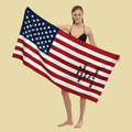 Stock US Flag Fiber Reactive Beach Towel (Imprinted)